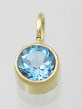 Blue Topaz Drop Pendant 14 K Solid Gold